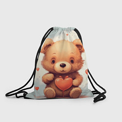 Рюкзак-мешок Медвежонок с сердечком 14 февраля, цвет: 3D-принт