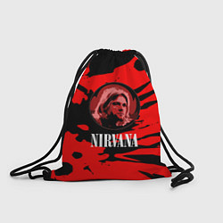 Рюкзак-мешок Nirvana красные краски рок бенд, цвет: 3D-принт