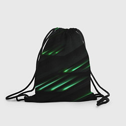 Рюкзак-мешок Спортивный черно-зеленый стиль, цвет: 3D-принт