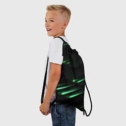 Рюкзак-мешок Спортивный черно-зеленый стиль, цвет: 3D-принт — фото 2