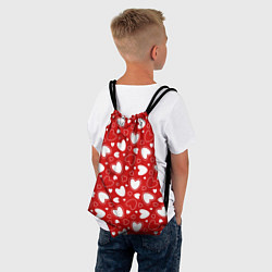 Рюкзак-мешок Белые сердечки на красном фоне, цвет: 3D-принт — фото 2