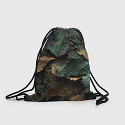 Рюкзак-мешок Реалистичный камуфляж из листьев, цвет: 3D-принт