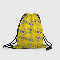 Рюкзак-мешок Узор - цветы гжель на желтом фоне, цвет: 3D-принт