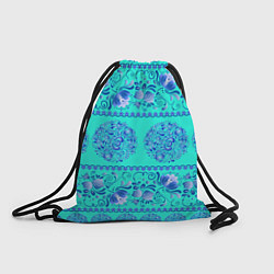 Рюкзак-мешок Гжель на бирюзовом фоне, цвет: 3D-принт