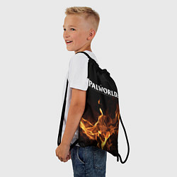 Рюкзак-мешок Palworld логотип на черном фоне с огнем, цвет: 3D-принт — фото 2