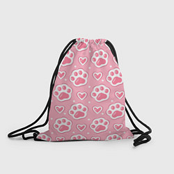 Рюкзак-мешок Кошачьи лапки и сердечки, цвет: 3D-принт