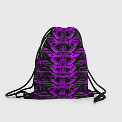 Рюкзак-мешок Розовая техно-броня на чёрном фоне, цвет: 3D-принт