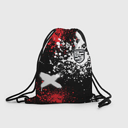 Рюкзак-мешок Логотип Порше на фоне граффити и брызг красок, цвет: 3D-принт