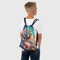 Рюкзак-мешок Кактусы цветущие под космическим небом, цвет: 3D-принт — фото 2