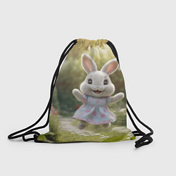 Рюкзак-мешок Забавный белый кролик в платье, цвет: 3D-принт