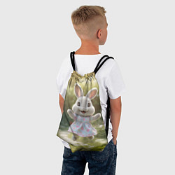 Рюкзак-мешок Забавный белый кролик в платье, цвет: 3D-принт — фото 2