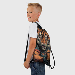 Рюкзак-мешок Тигр в стойке тайский бокс, цвет: 3D-принт — фото 2
