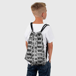 Рюкзак-мешок Панелька в черно-белых тонах, цвет: 3D-принт — фото 2