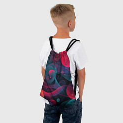 Рюкзак-мешок Синие и розовые лепестки абстракции, цвет: 3D-принт — фото 2