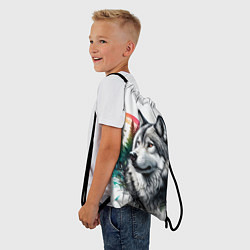 Рюкзак-мешок Портрет волка на фоне природы, цвет: 3D-принт — фото 2