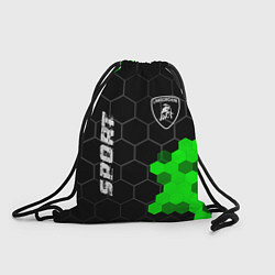 Рюкзак-мешок Lamborghini green sport hexagon, цвет: 3D-принт
