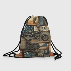 Рюкзак-мешок Patchwork with a motorcycle - ai art, цвет: 3D-принт