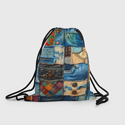 Рюкзак-мешок Vanguard denim patchwork - ai art, цвет: 3D-принт