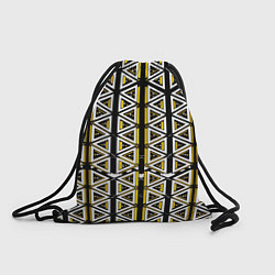 Рюкзак-мешок Жёлто-белые треугольники на чёрном фоне, цвет: 3D-принт