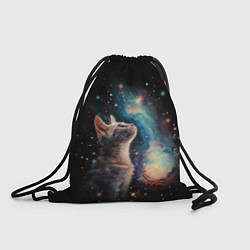 Рюкзак-мешок Котик смотрит на небо космоса, цвет: 3D-принт