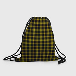Рюкзак-мешок Чёрный с жёлтыми полосами шотландка, цвет: 3D-принт