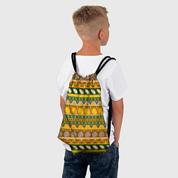 Рюкзак-мешок Оливково желтый полосатый тропический узор, цвет: 3D-принт — фото 2