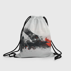 Рюкзак-мешок Летающий ворон и город, цвет: 3D-принт