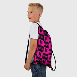 Рюкзак-мешок BTS pattern pink logo, цвет: 3D-принт — фото 2