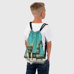 Рюкзак-мешок Механический зеленый кот, цвет: 3D-принт — фото 2
