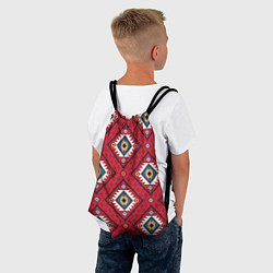 Рюкзак-мешок Этнические ромбы на красном, цвет: 3D-принт — фото 2