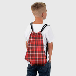 Рюкзак-мешок Красный клетчатый узор, цвет: 3D-принт — фото 2