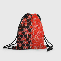 Рюкзак-мешок Техно-киберпанк шестиугольники красный и чёрный, цвет: 3D-принт