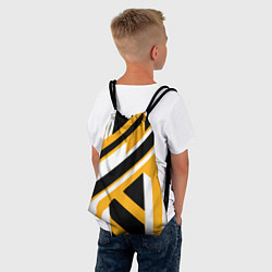 Рюкзак-мешок Чёрно-белые полосы и фигуры на жёлтом фоне, цвет: 3D-принт — фото 2