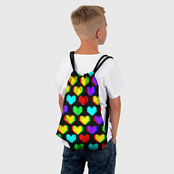 Рюкзак-мешок Сердечки глитч паттерн, цвет: 3D-принт — фото 2