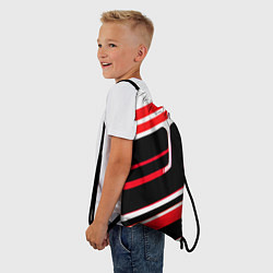 Рюкзак-мешок Бело-красные линии на чёрном фоне, цвет: 3D-принт — фото 2