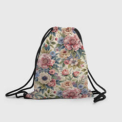 Рюкзак-мешок Нежные цветочные мотивы, цвет: 3D-принт