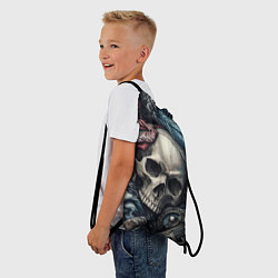 Рюкзак-мешок Коллаж винтажный с черепом - нейроарт, цвет: 3D-принт — фото 2