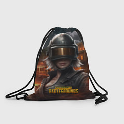 Рюкзак-мешок PUBG девушка в шлеме, цвет: 3D-принт