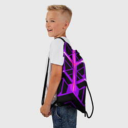 Рюкзак-мешок Фиолетовые линии на чёрном фоне, цвет: 3D-принт — фото 2
