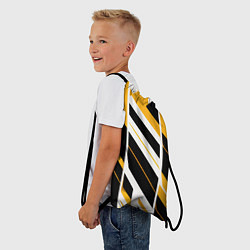 Рюкзак-мешок Black and yellow stripes on a white background, цвет: 3D-принт — фото 2