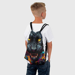 Рюкзак-мешок Оскал свирепой пантеры - нейросеть, цвет: 3D-принт — фото 2