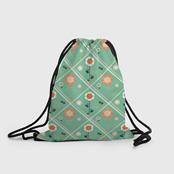 Рюкзак-мешок Зеленый цветочный - ретро, цвет: 3D-принт