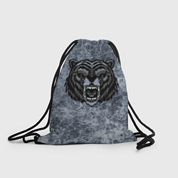 Рюкзак-мешок Серый злой медведь на сером текстурном фоне, цвет: 3D-принт