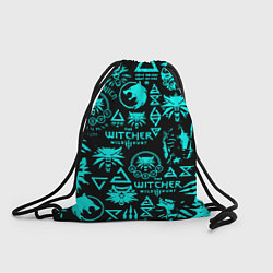 Рюкзак-мешок Ведьмак неоновые логотипы, цвет: 3D-принт