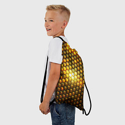 Рюкзак-мешок Металлические соты - роскошный блеск золота, цвет: 3D-принт — фото 2