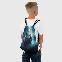Рюкзак-мешок Волк ночное синее небо, цвет: 3D-принт — фото 2