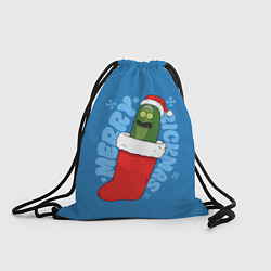 Рюкзак-мешок Новогодний Рик огурчик - Merry Rickmas, цвет: 3D-принт
