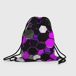 Мешок для обуви Розово-белые шестиугольники на чёрном фоне