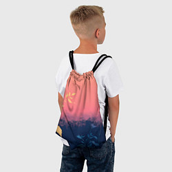 Рюкзак-мешок Листья на сине-розовом фоне - нейросеть, цвет: 3D-принт — фото 2