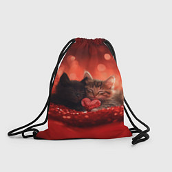 Рюкзак-мешок Влюбленные котята с сердечком, цвет: 3D-принт